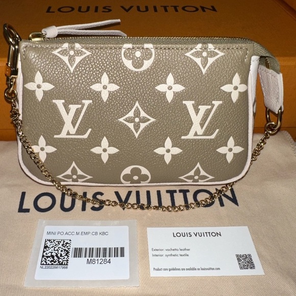Louis Vuitton Mini Pochette Accessoires Empreinte Kaki Beige Creme - Picture 1 of 6